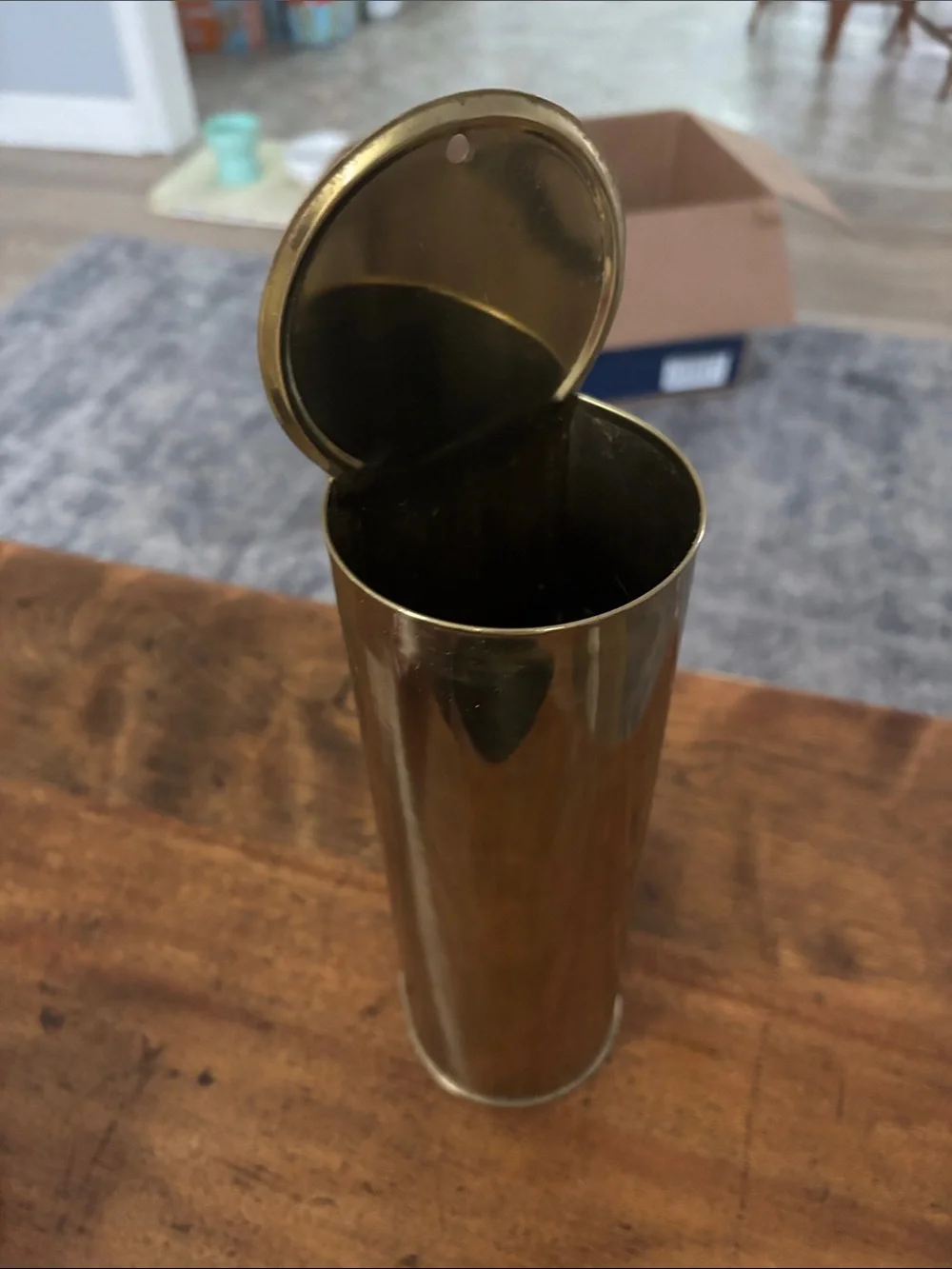 Vintage Retro Brass Style Mid Century Fireplace Match Holder with Strike Pad